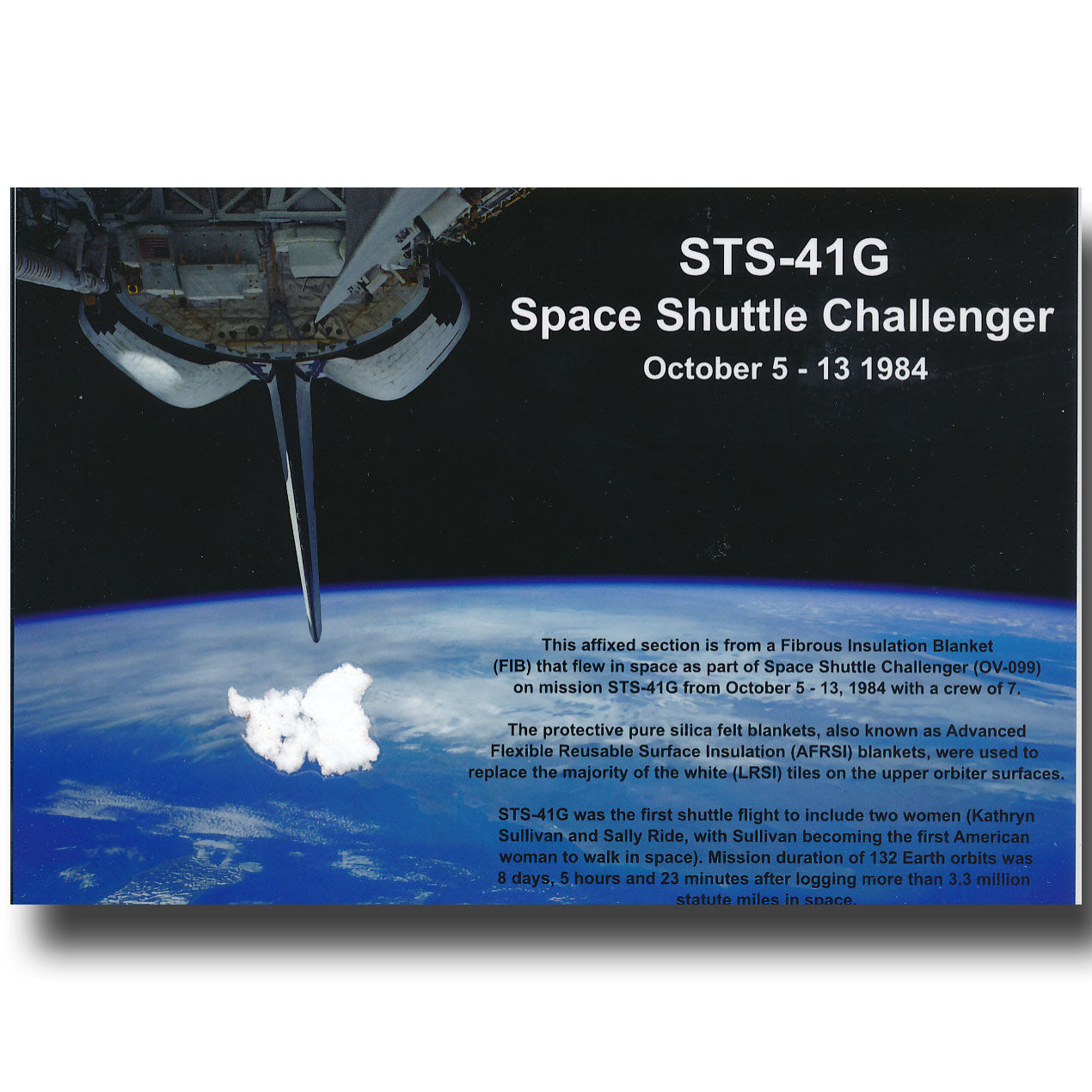 STS-41 G Challenger – flown insulation blanket – BEEN IN SPACE