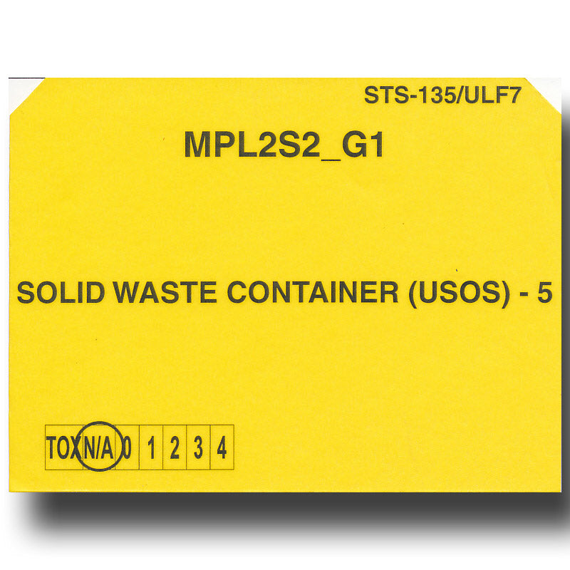 STS-135 FLOWN Cargo Bay labelling card