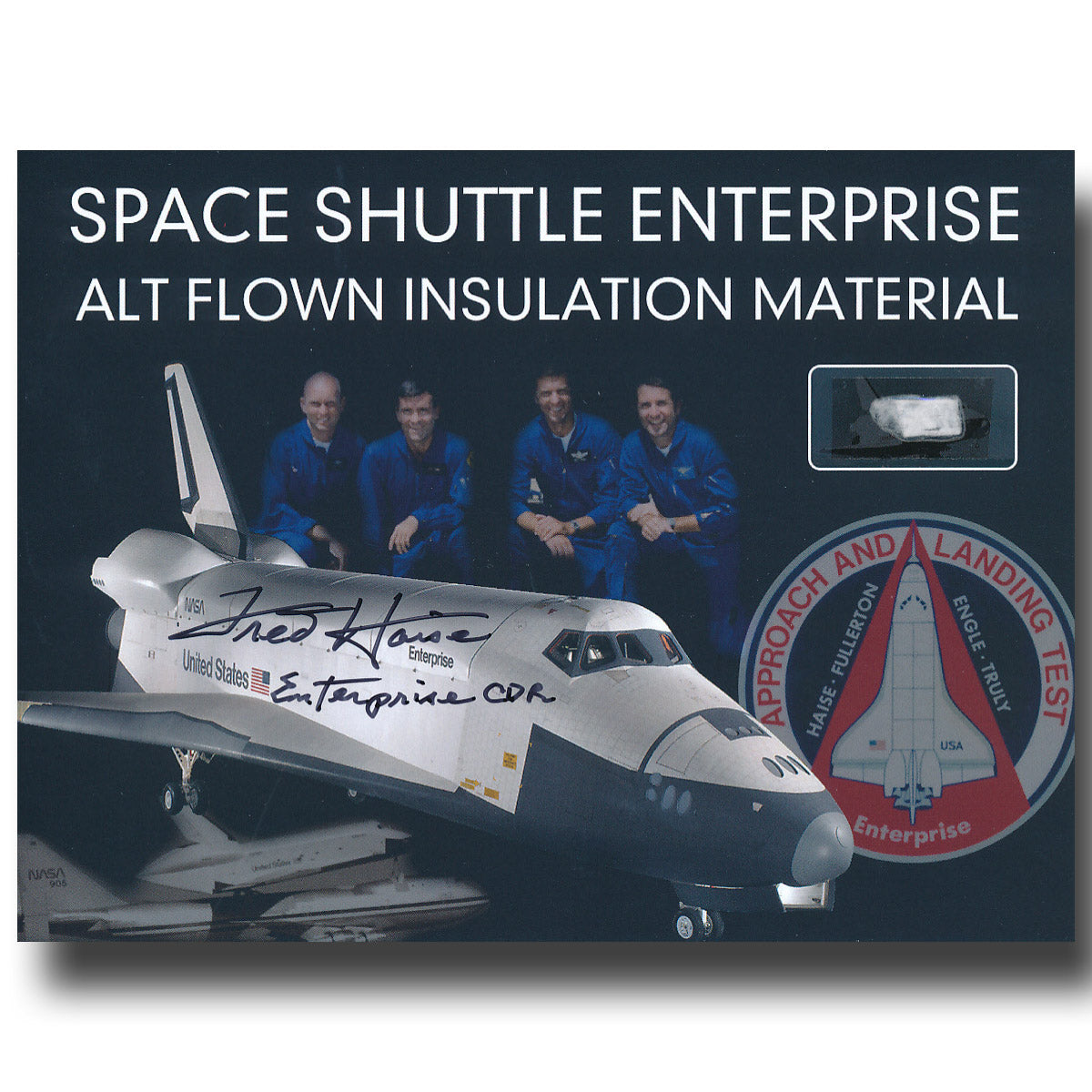 Shuttle Enterprise flown material – Fred Haise signed