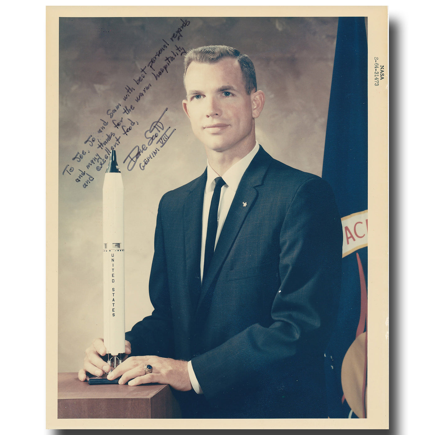 David Scott – early NASA blue serial 8x10 glossy