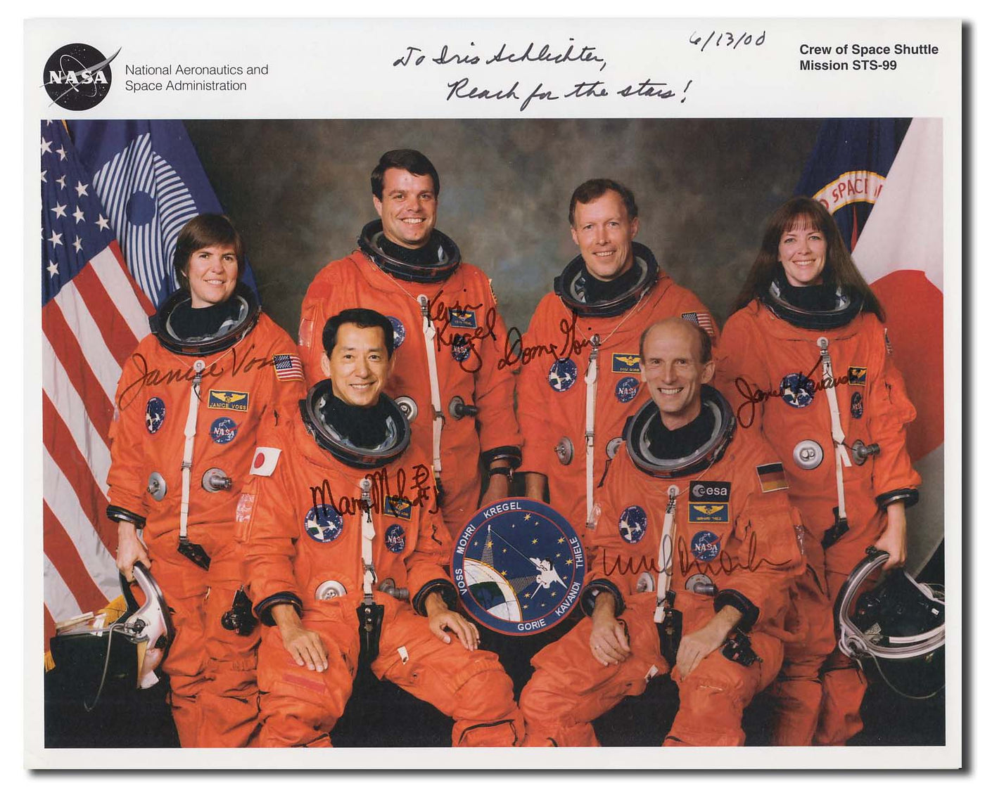 STS-99 complete crew – NASA litho