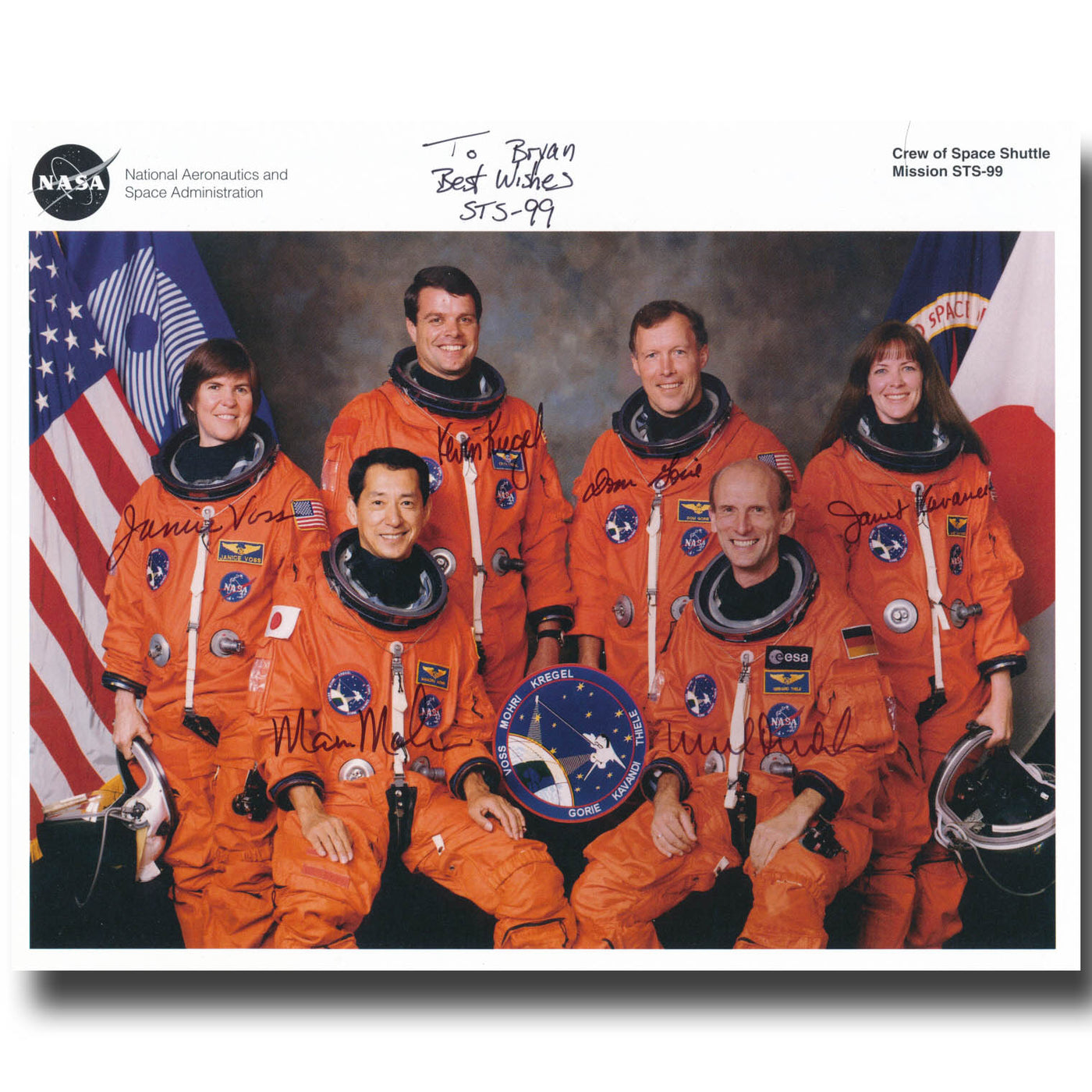 STS-99 crew autographs – NASA 8x10 litho