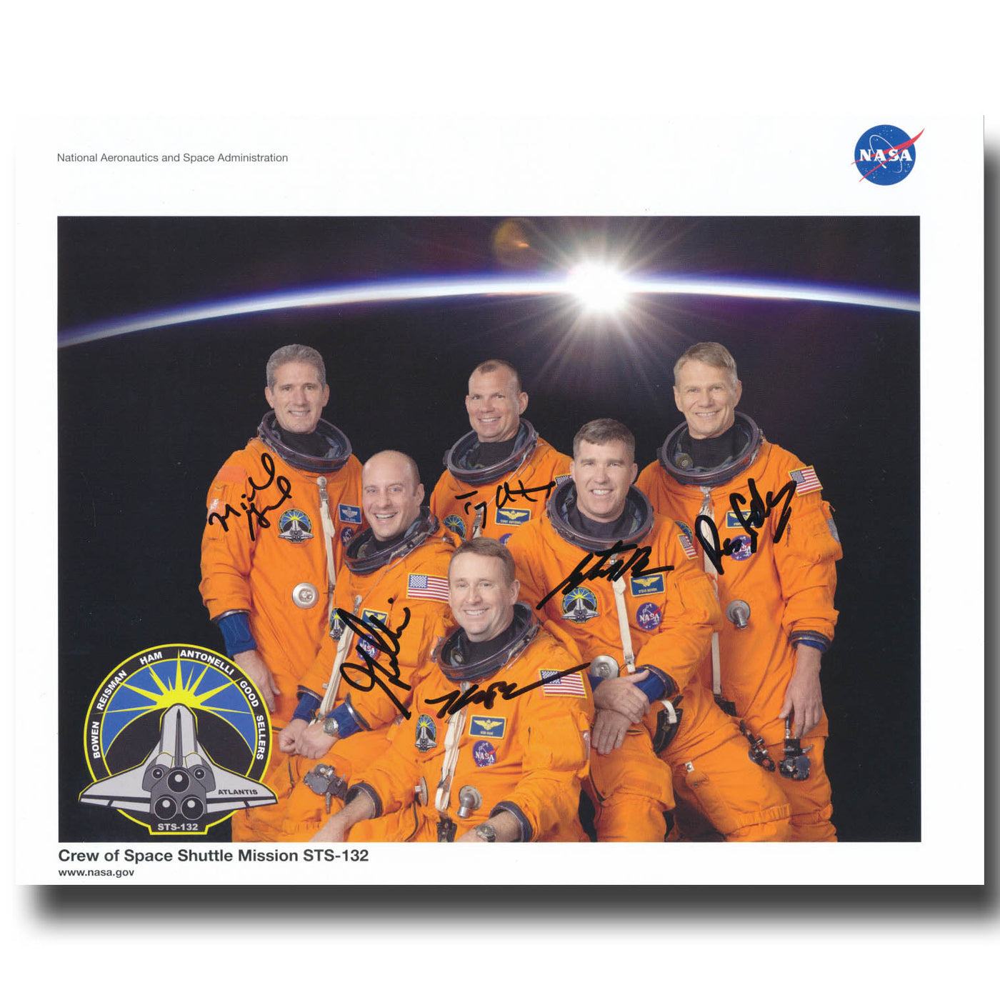 STS-132 crew autographs – NASA 8x10 litho