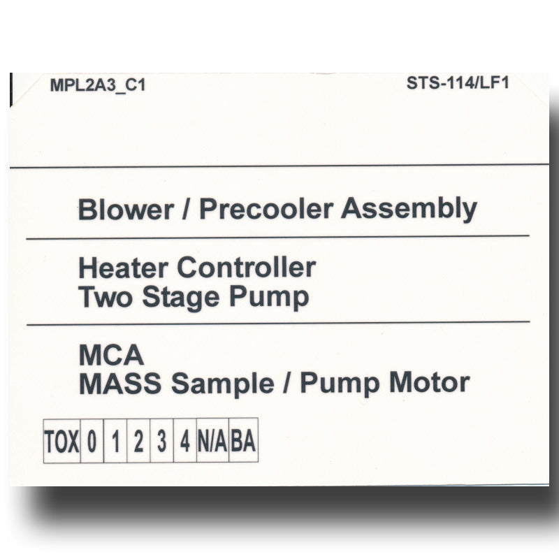 STS-114 FLOWN cargo bay card – Blower/Precooler