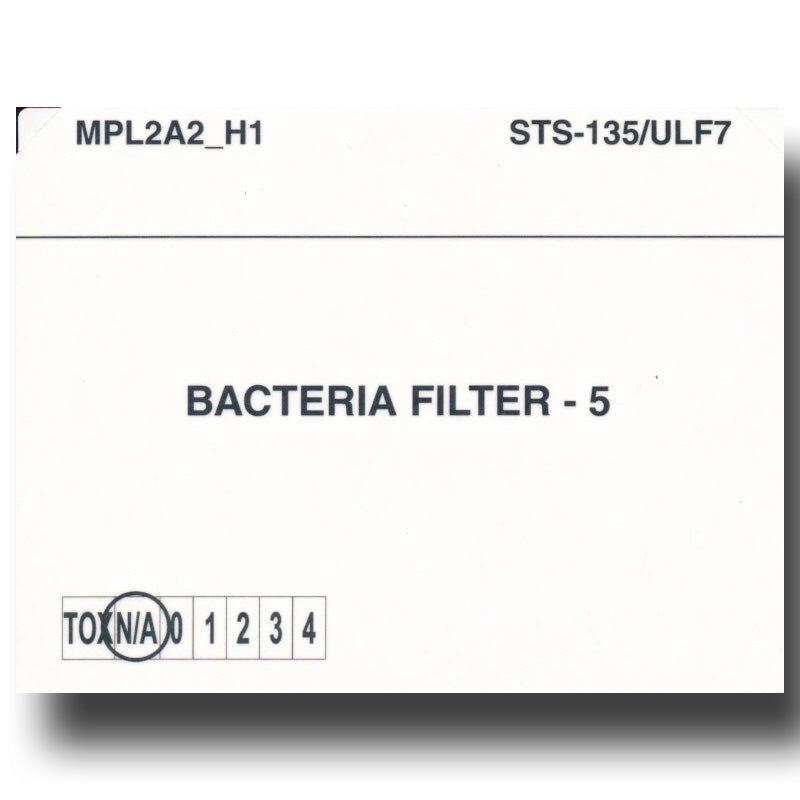 STS-135 FLOWN cargo bay card – Bacteria filter
