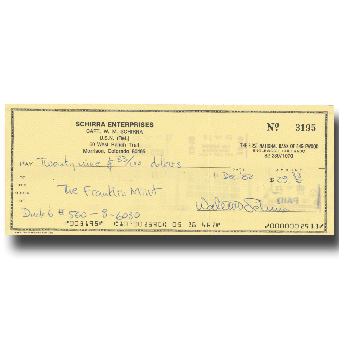 Wally Schirra – check