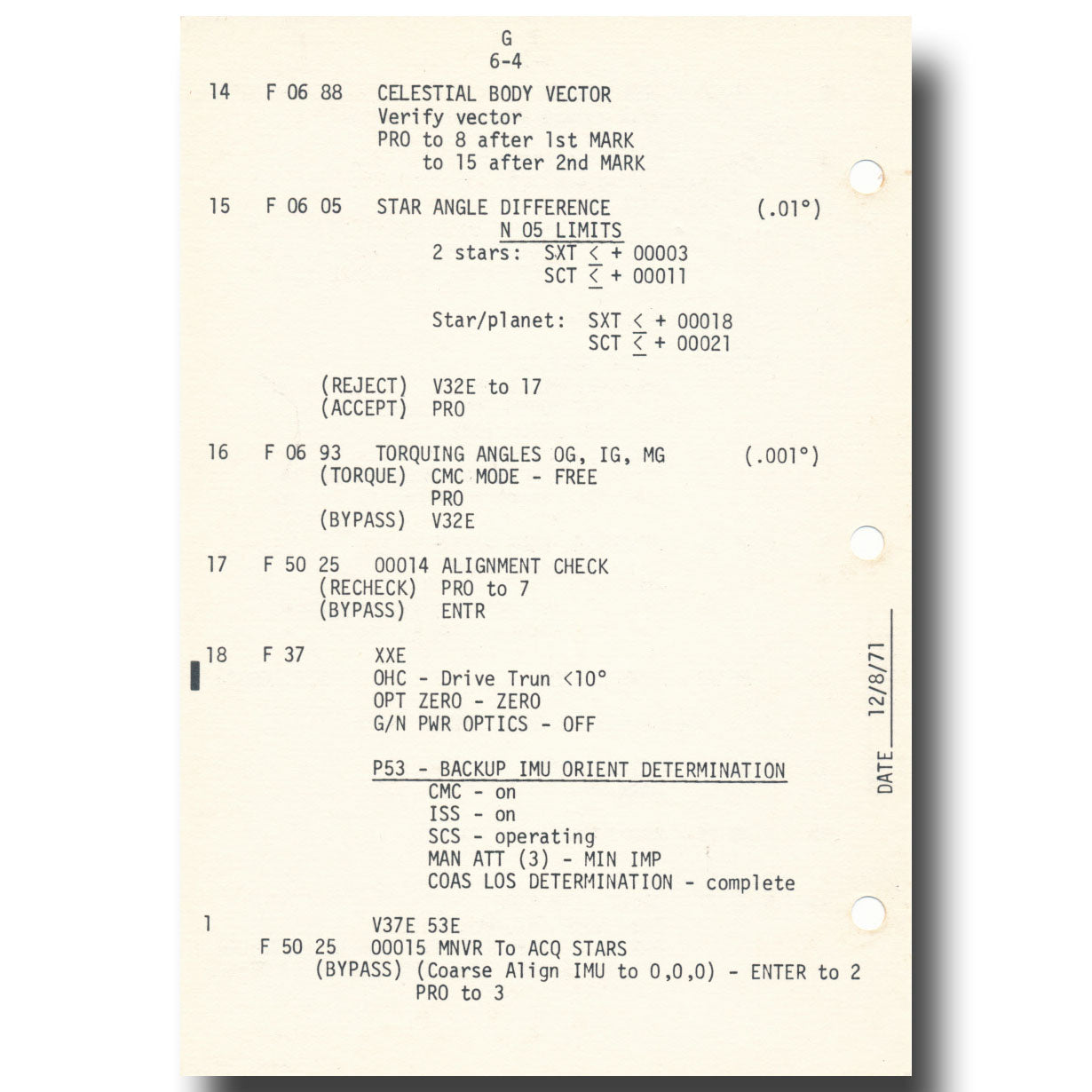 Fred Haise – Apollo 16 training checklist