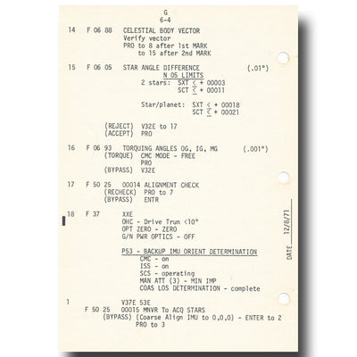 Fred Haise – Apollo 16 training checklist