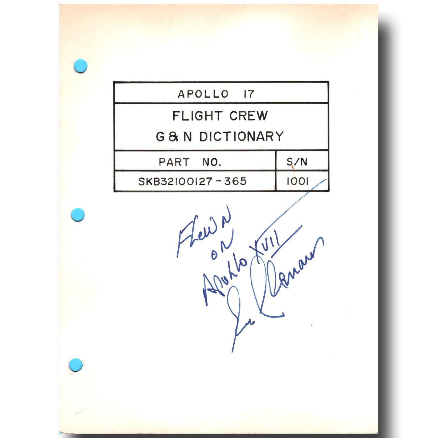 Apollo 17 lunar surface flown checklist pages - ex Gene Cernan