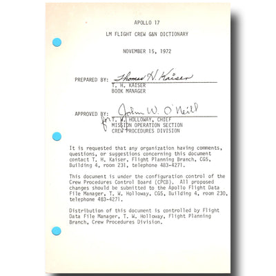 Apollo 17 lunar surface flown checklist pages - ex Gene Cernan