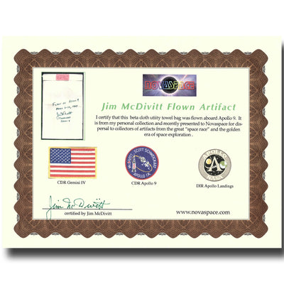 Apollo 9 flown „Towel bag“ - ex McDivitt