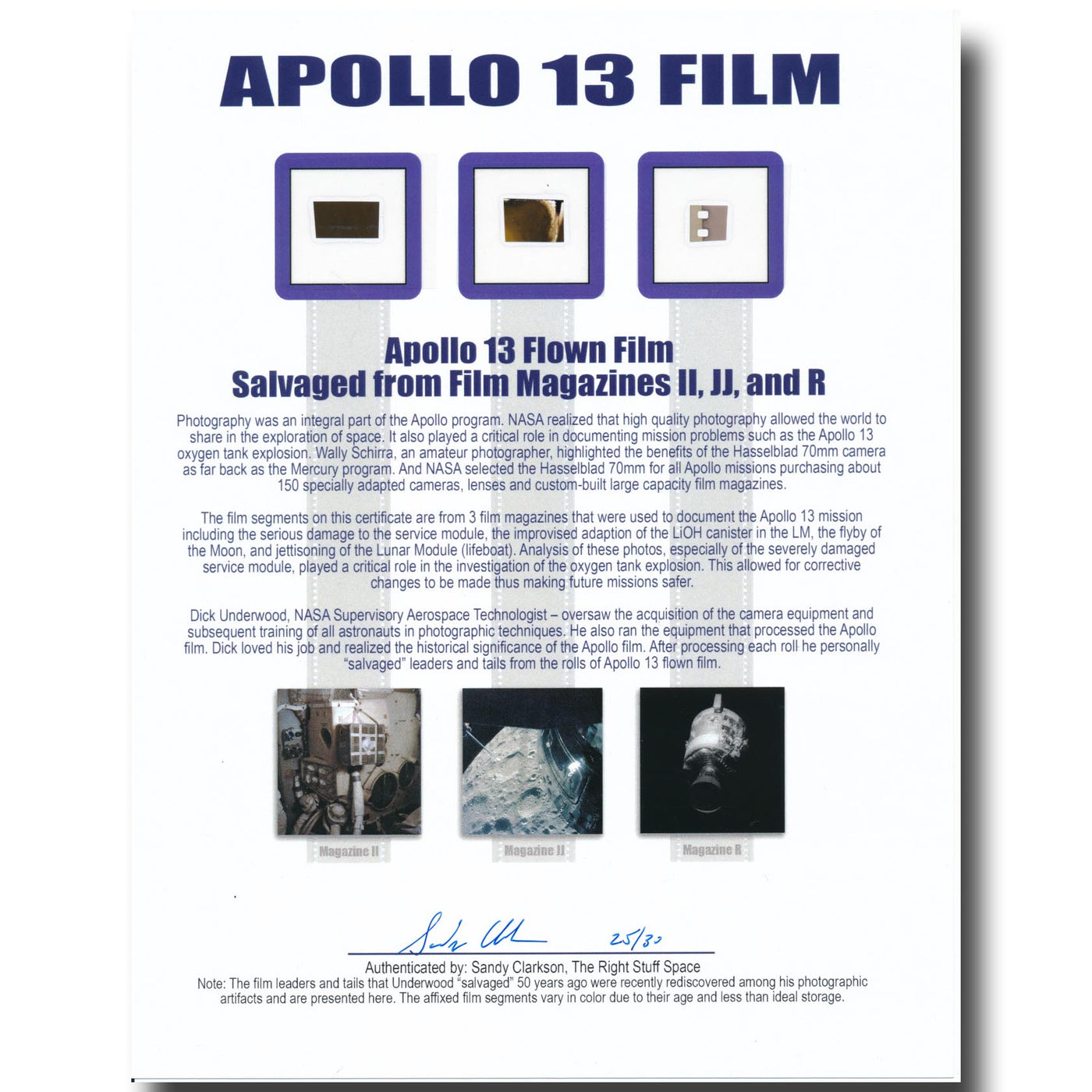 Apollo 13 flown film presentation - 3 fragments!