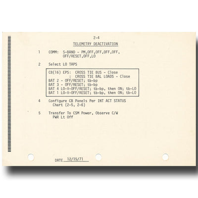 Apollo 16 LM simulator – training used checklist 2-3+2-4