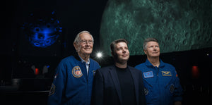 Looking to the Moon and the stars: Apollo 16 astronaut Charlie Duke, BEEN IN SPACE founder Florian Noller and russian cosmonaut Gennady Padalka.