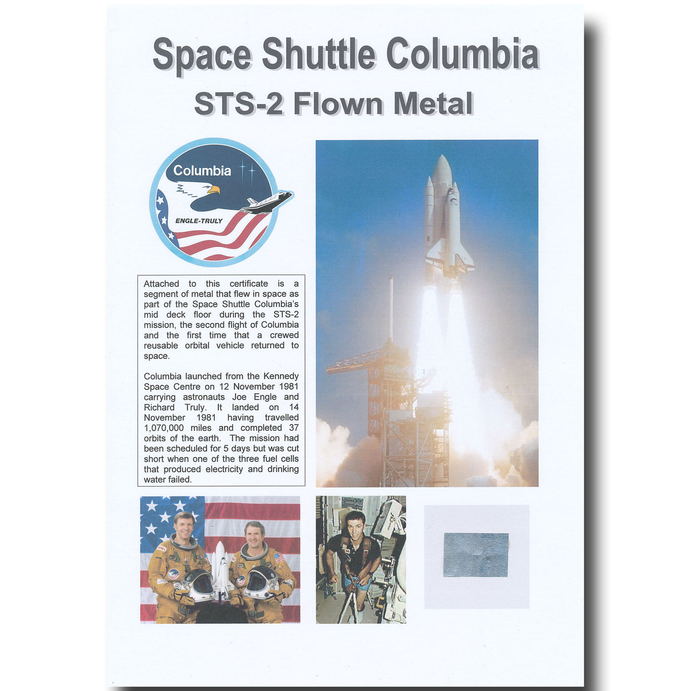 STS-2 flown metal – presentation