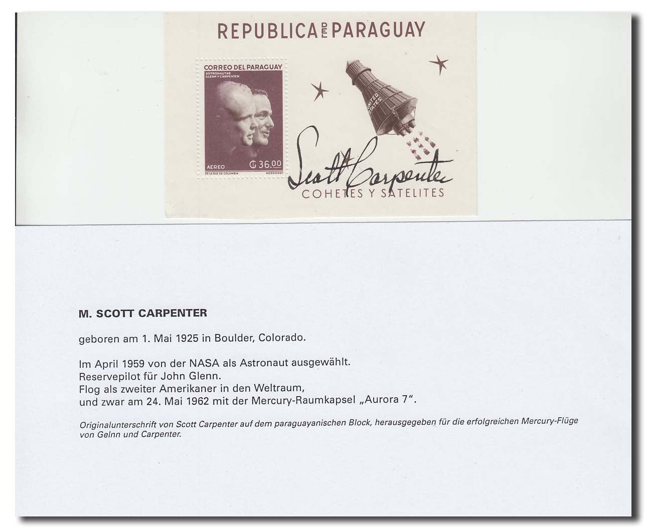 Scott Carpenter – Sieger stamp block