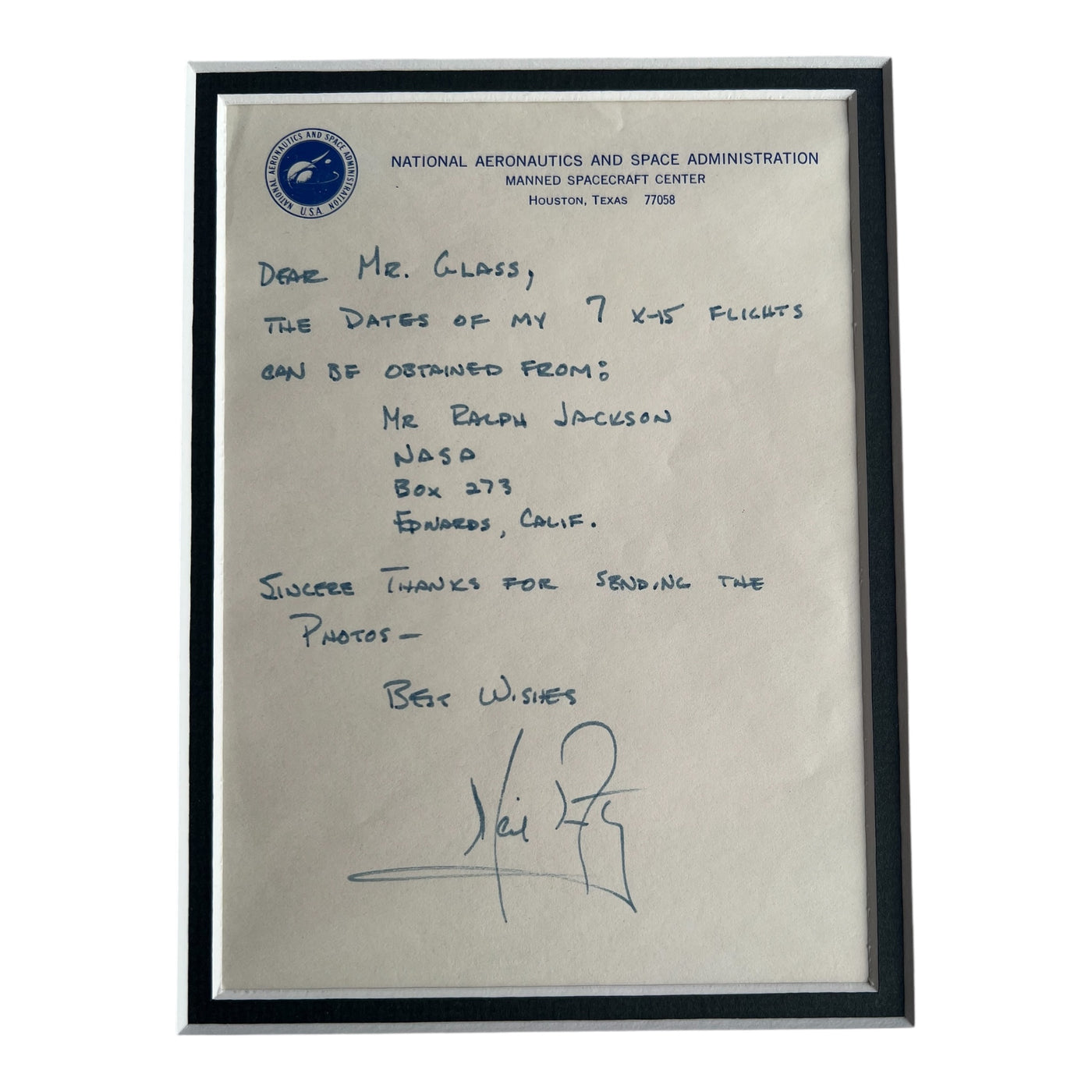 Neil Armstrong  - handwritten letter
