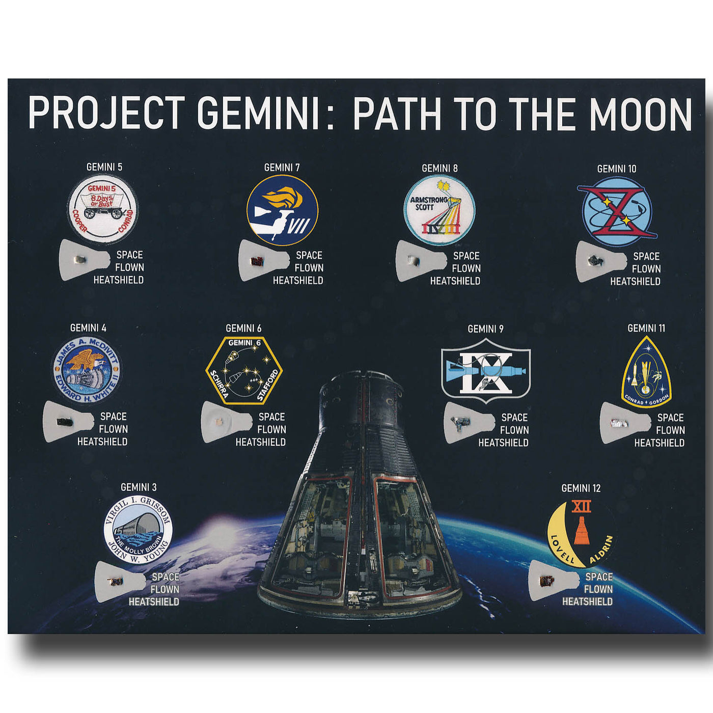 Gemini 3-12 space flown heatshield artifact presentation