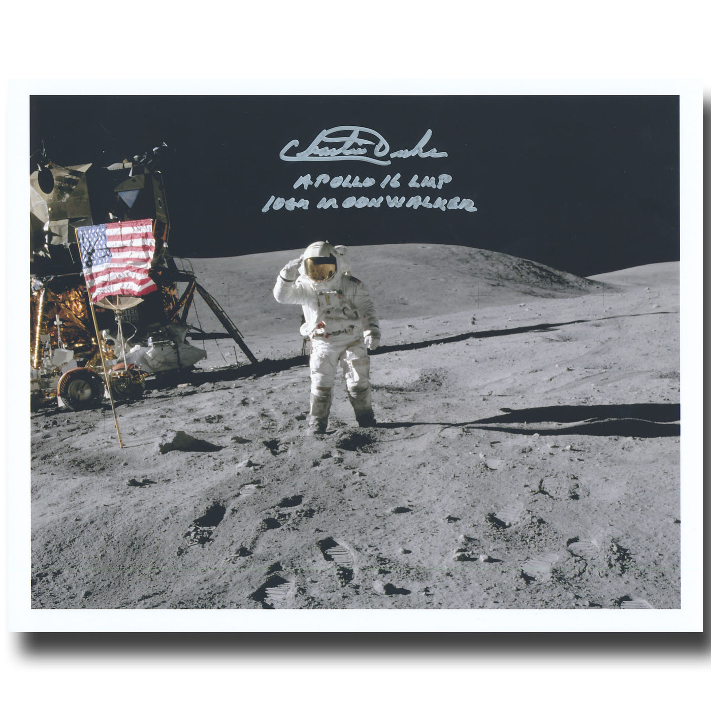 Charlie Duke (Apollo 16 moonwalker) hand-signed „Salute“ litho