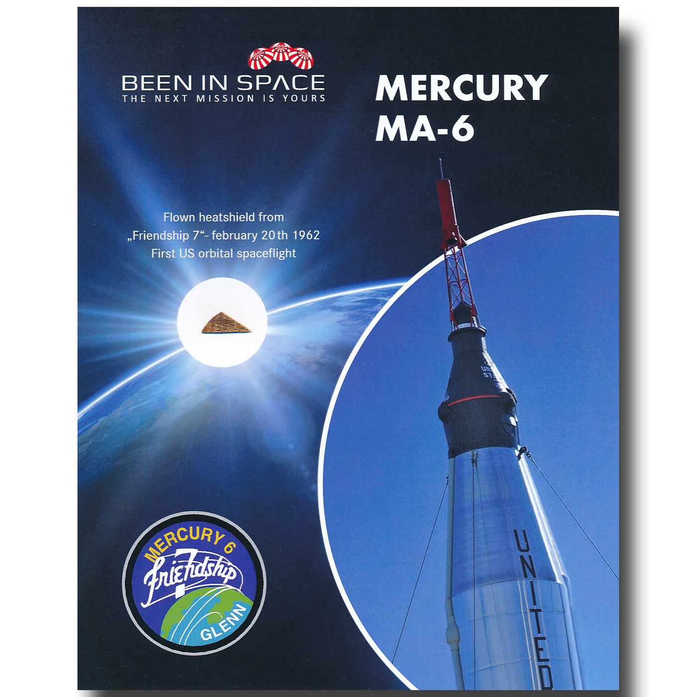 Mercury MA-6 "Friendship 7" John Glenn space flown heatshield presentation
