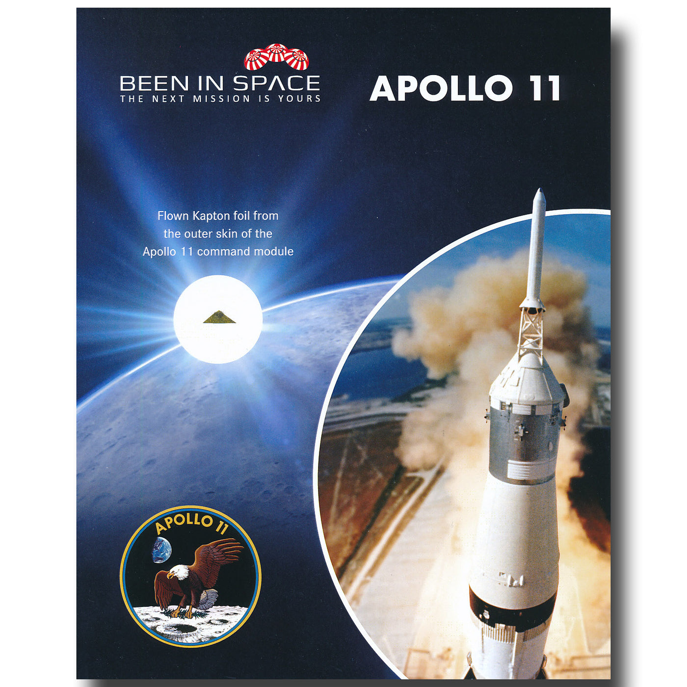 Apollo 11 (first lunar landing) flown to the Moon (space flown) kapton foil presentation