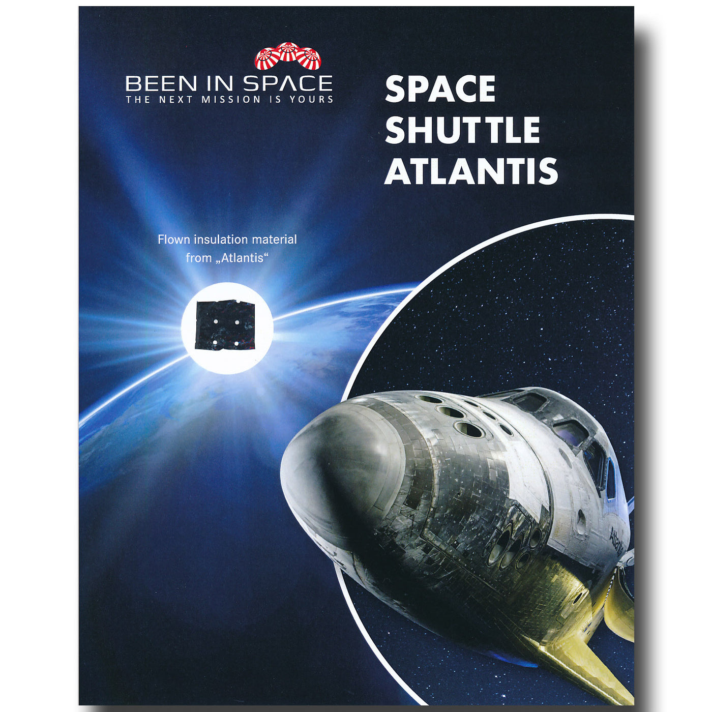 Space Shuttle Atlantis flown insulation 8x10 presentation