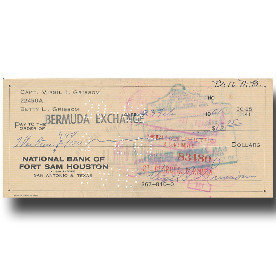 Virgil "Gus" Grissom – personal handsigned check