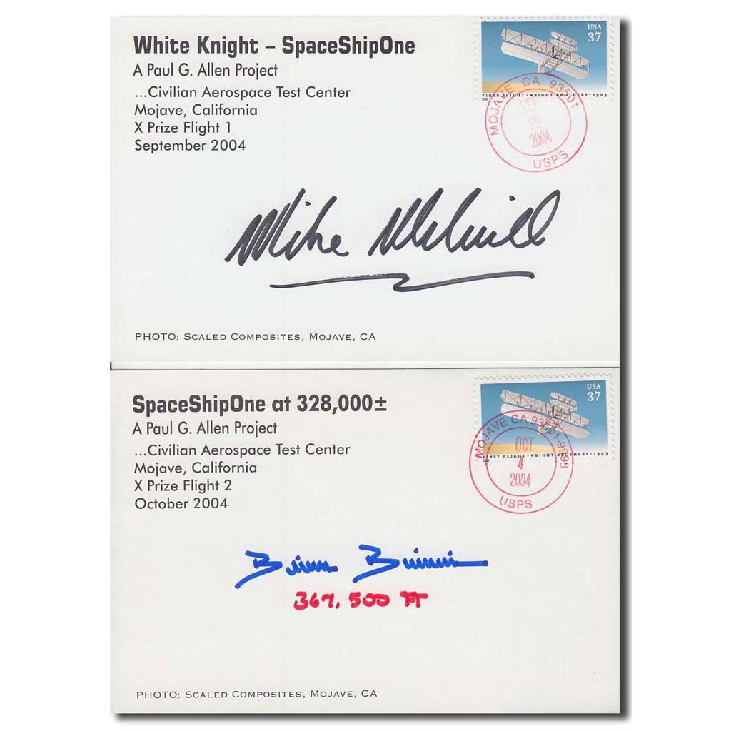 Mike Melvill + Brian Binnie signed SS1 postcards