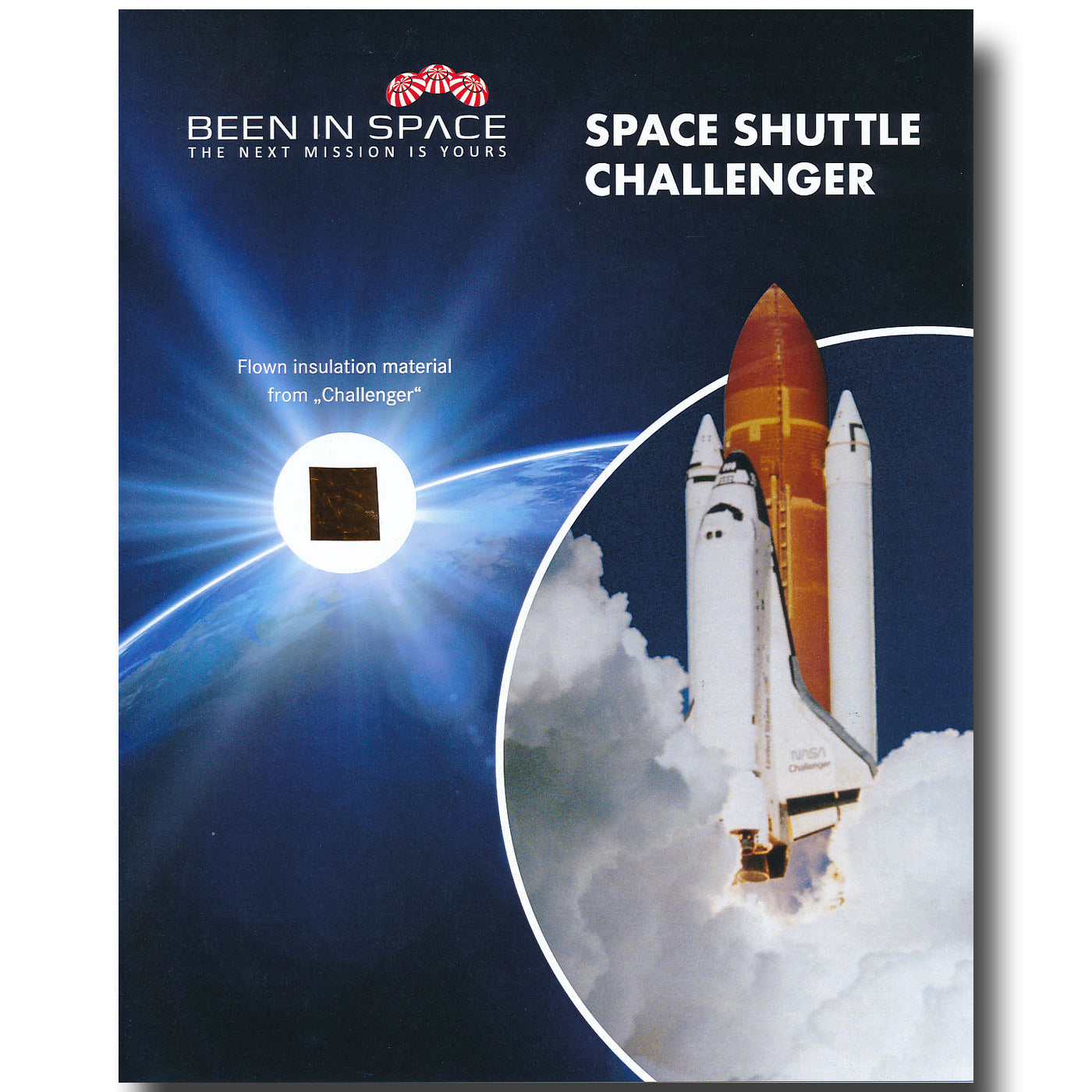 Space Shuttle Challenger flown insulation 8x10 presentation
