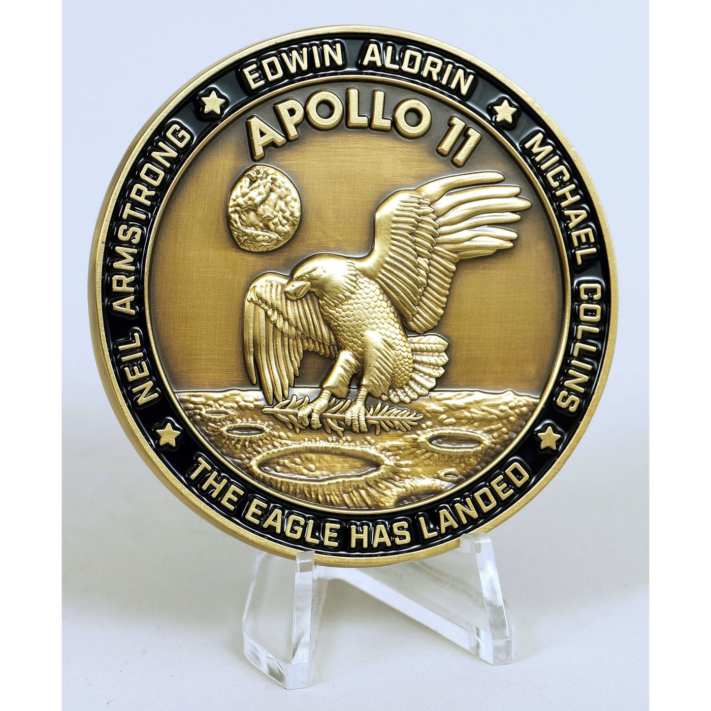 Apollo 11 medallion with large visible flown Kapton foil piece