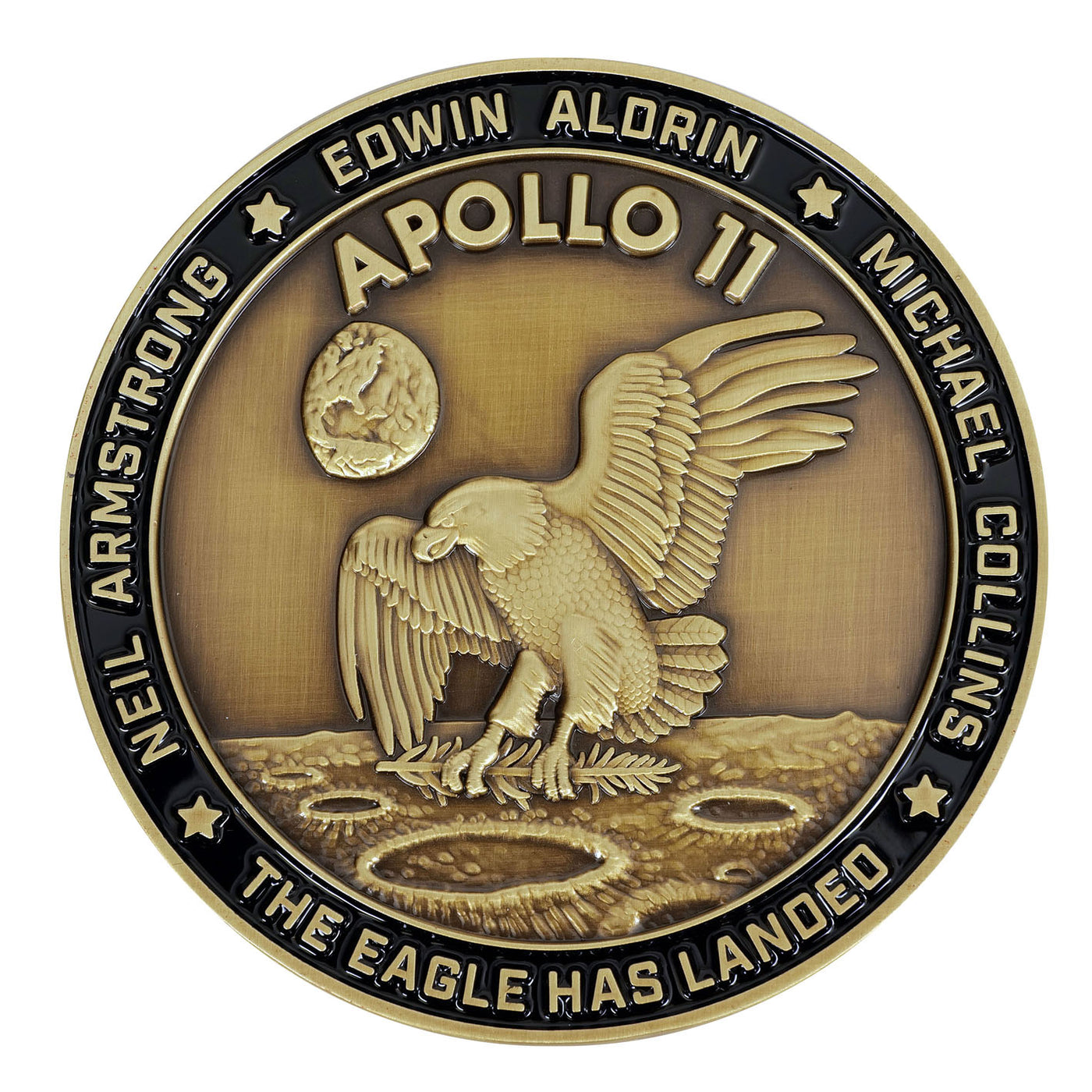 Apollo 11 medallion with large visible flown Kapton foil piece