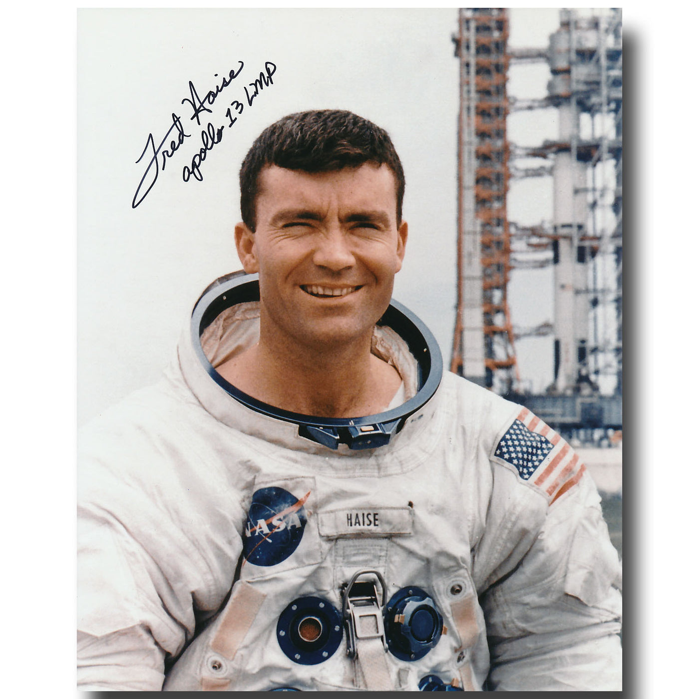 Fred Haise – handsigned 8x10 Saturn 5 glossy photo