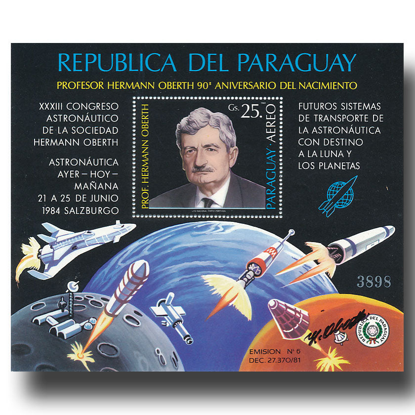 Hermann Oberth – Paraguay stampblock
