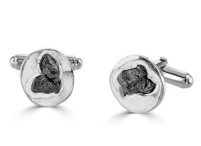 Silver cufflinks with meteorite