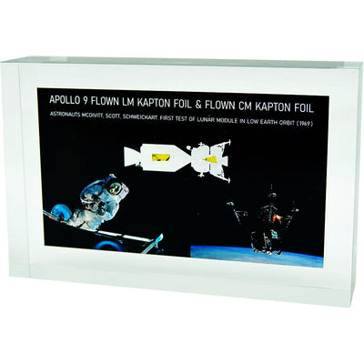 Apollo 9 space flown CM and LM Kapton foil acrylic