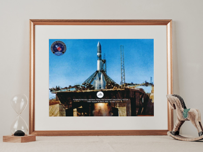 Vostok 1 - Yuri Gagarin space flown artifact 8x10 presentation