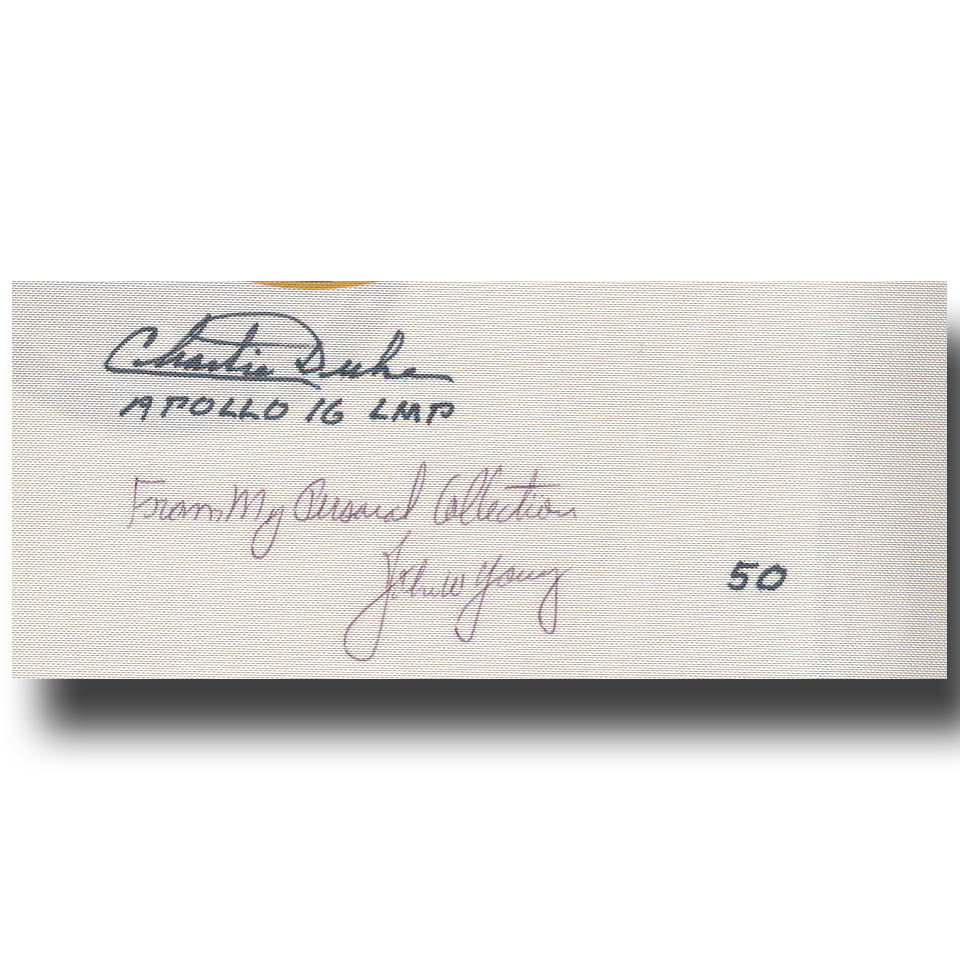 Apollo 16 FLOWN beta cloth patch signed Duke ex- collection John Young